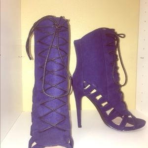 COPY - Shoe Dazzle, faux suede platform stilettos…